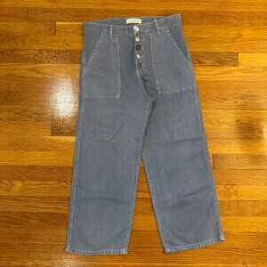 Zara Woman Cotton Linen High-Waisted Wide-Leg Pant Multi-Button Fly - Size 2